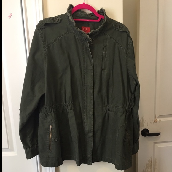 Elle XXL Ladies Army Green Jacket w Floral Lining - Picture 3 of 6